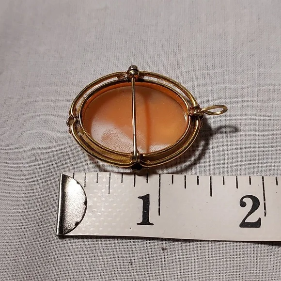 Vintage PR. ST. Co. 1/20 12K GF Cameo Pendant or Pin Hand Carved Shell Woman - Picture 2 of 10